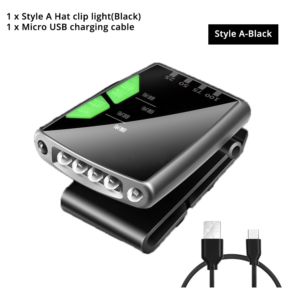 USB Rechargeable Fish Head Lamp for Night Fishing - Glare Clip Cap Light