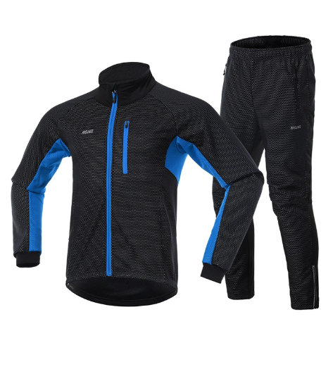 Three-Layer Composite Fleece Cycling Jersey for Autumn and Winter Seasons