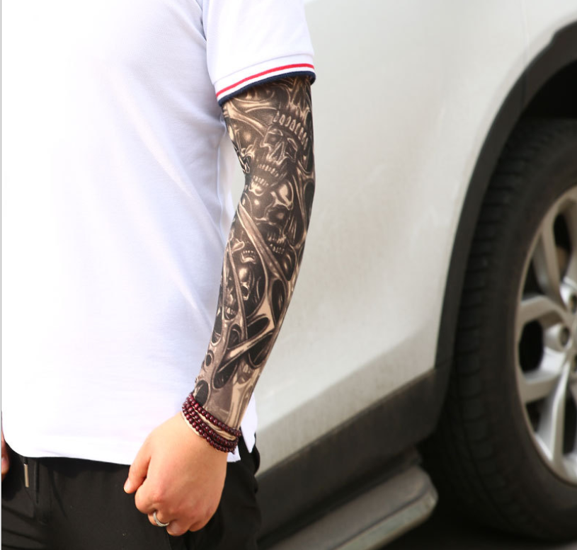 Huation Stylish Unisex Tattoo Arm Warmer Sleeves - UV Protection for Outdoor Temporary Fake Tattoos