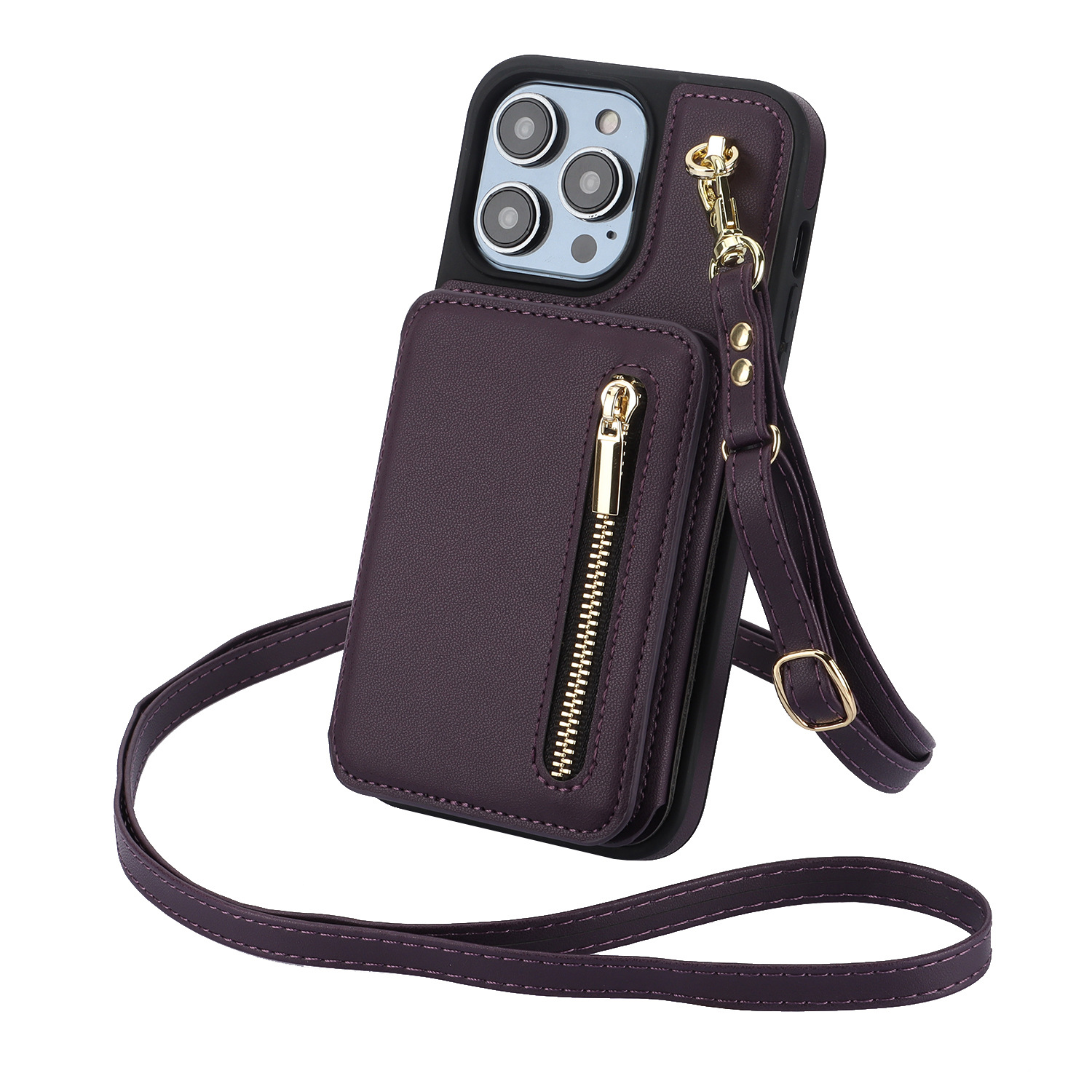 Stylish Creative Zipper Card Holder Crossbody Rope Phone Case for Convenience