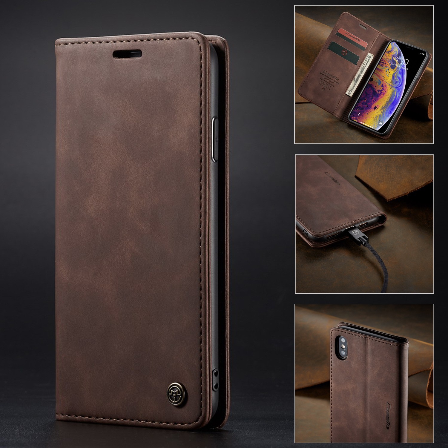 Versatile Leather Magnetic Phone Case with Card Holder - Flip Protective Cover