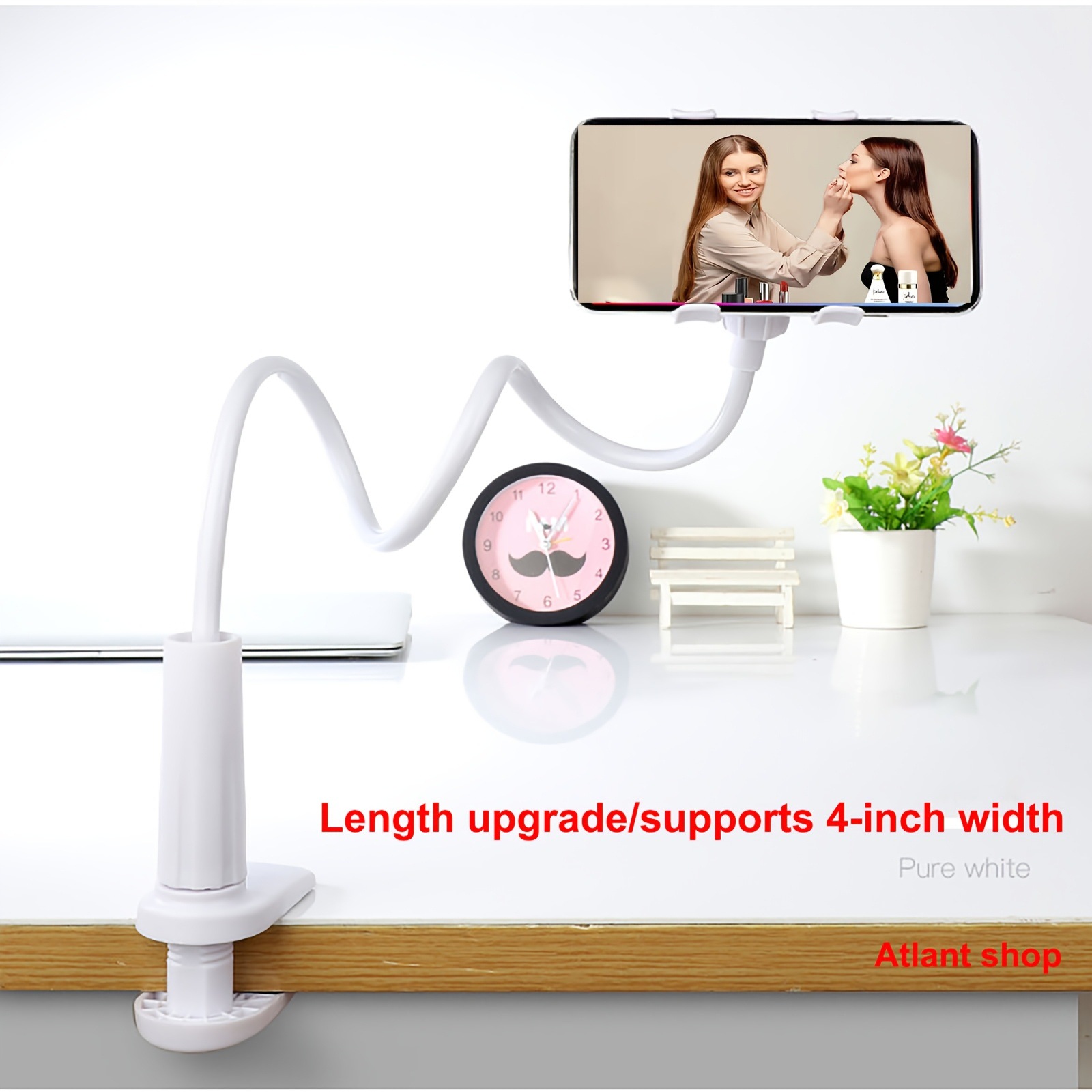 360-Degree Rotating Tablet and Phone Holder with Spiral Base - Lazy Convenience