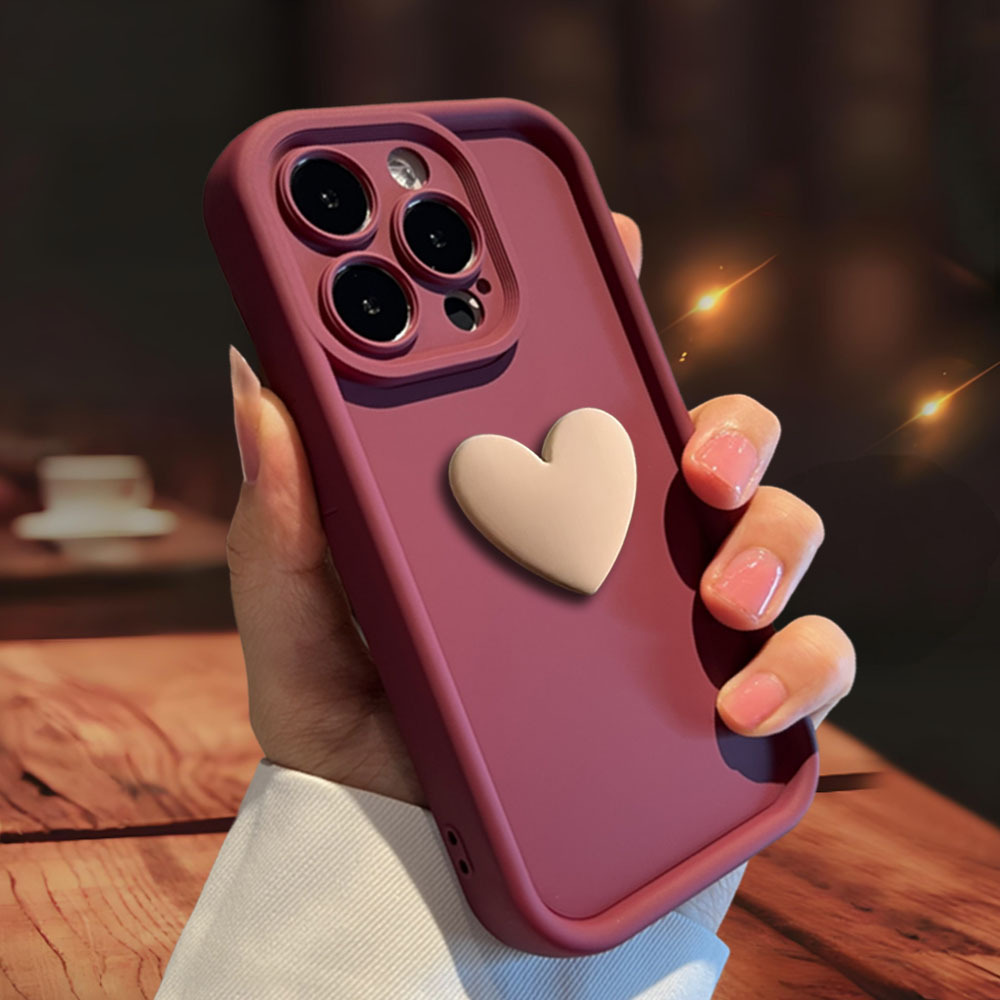 3D Love Skin-friendly Frosted Lens Complete Phone Case for Ultimate Protection