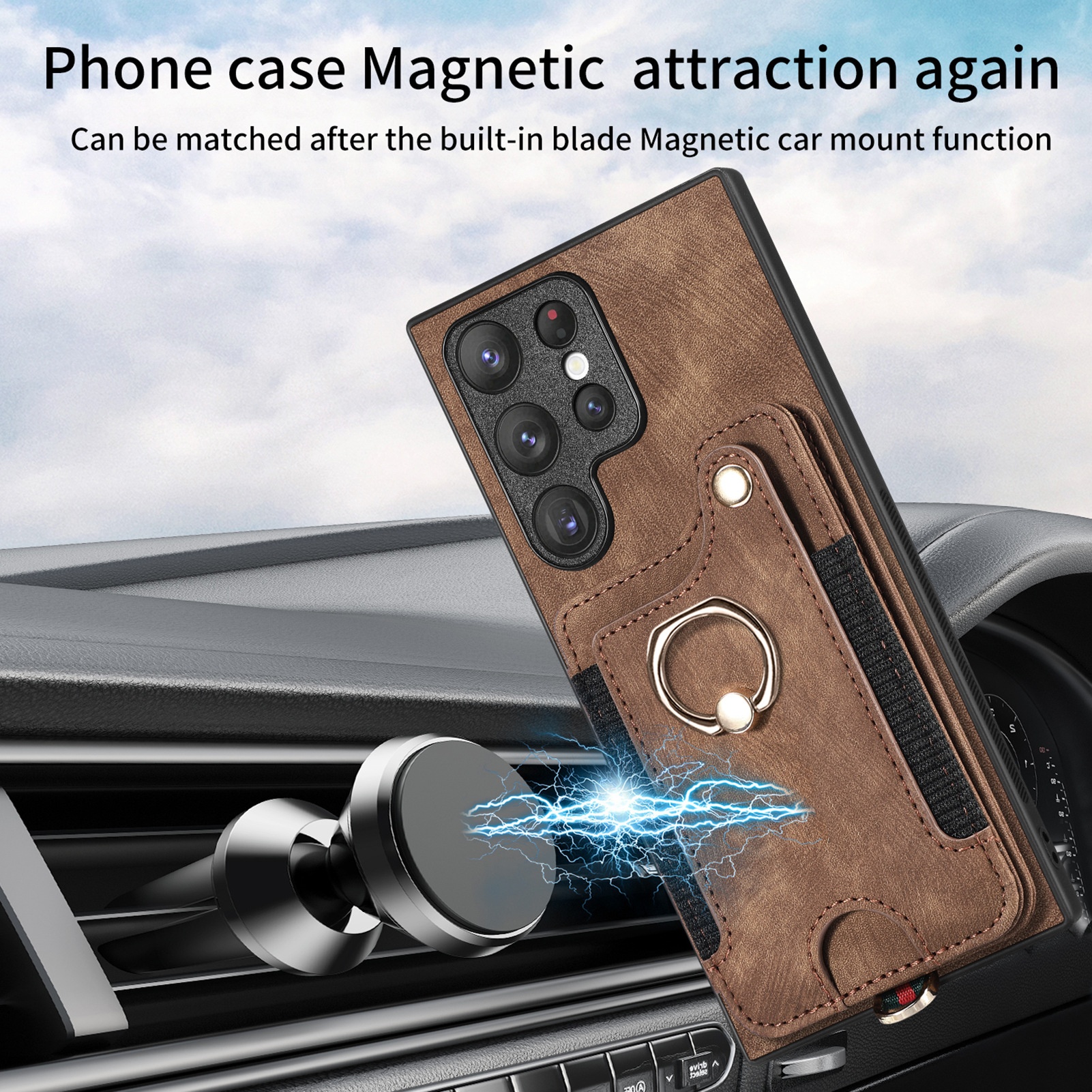 S25Ultra Phone Case with Anti-theft Swiping Fastened Ring Lanyard & Card Holder