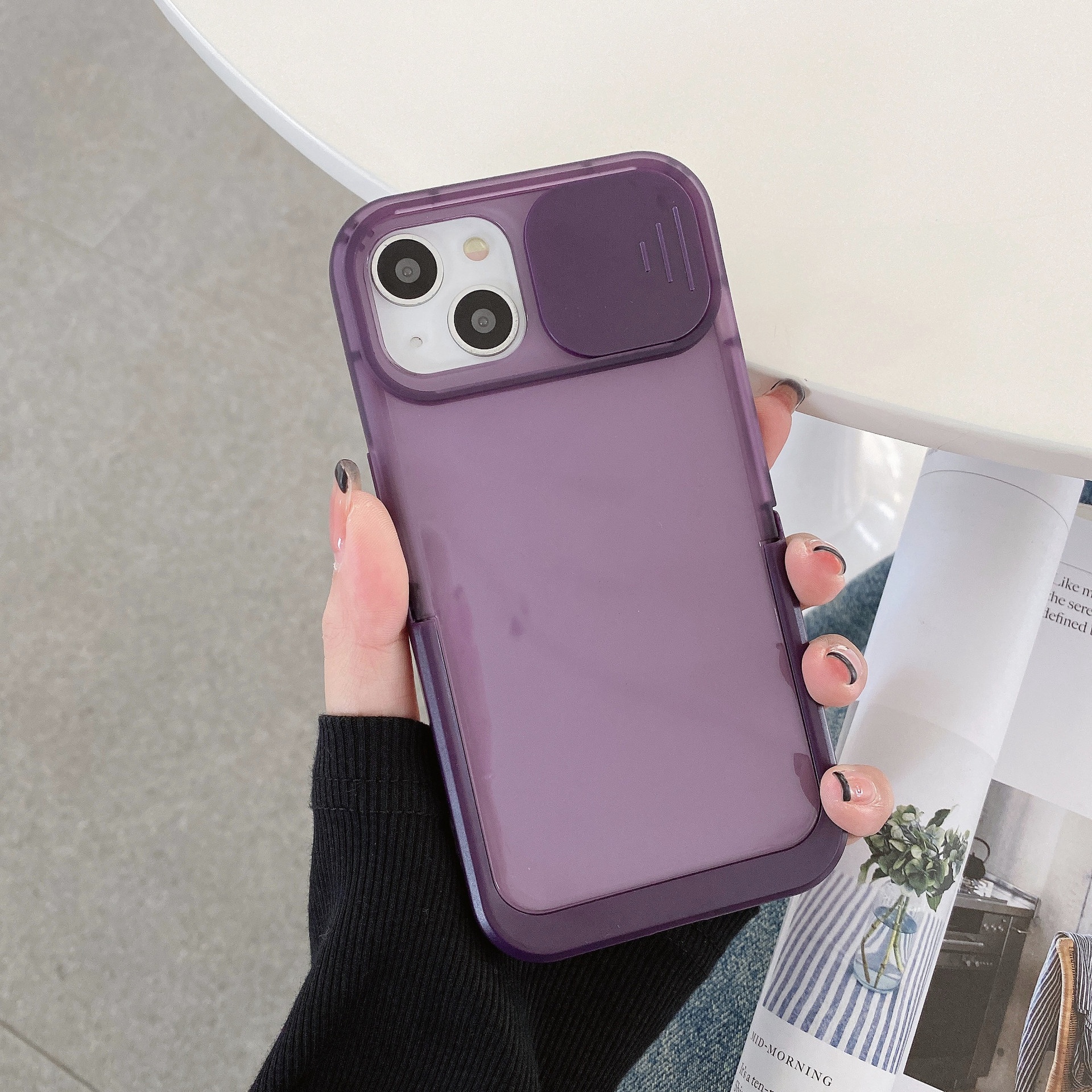 Sleek Minimalist Candy Color Sliding Window Invisible Bracket Phone Case