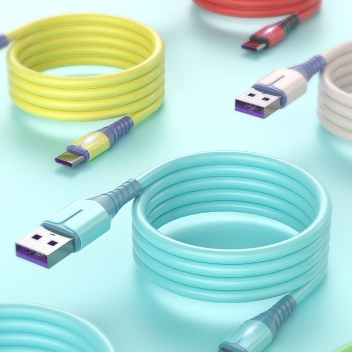Fast Charging Liquid Silicone Data Cable for Mobile Phones with Light