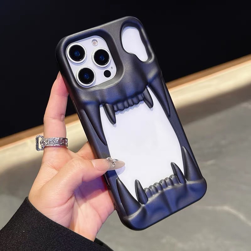 Stylish Hollow Tiger Tooth Phone Case - Unique Design for Your Device