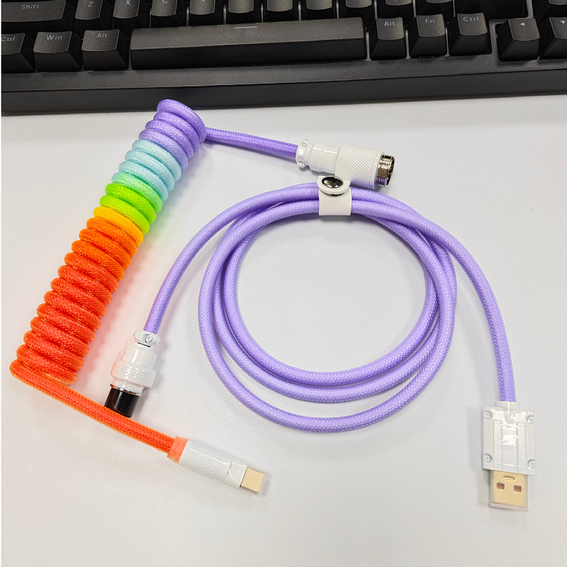 8K Magnetic Shaft Machinery Keyboard Cable with Aviation Incense Inserted Spring Wire