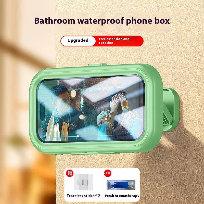 Bathroom Waterproof Touch Screen Anti-fog Mobile Phone Holder - Punch-free Wall-mounted Cantilever Bracket