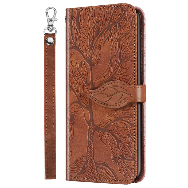 Vintage Lucky Tree Embossed Leather Phone Case - Stylish Protection