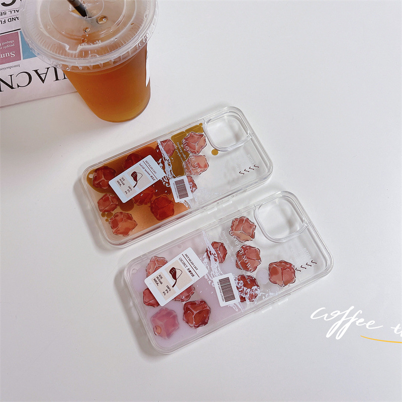 Creative Flowing Ice Cube Coffee Hard Shell Phone Case - Unique Design
