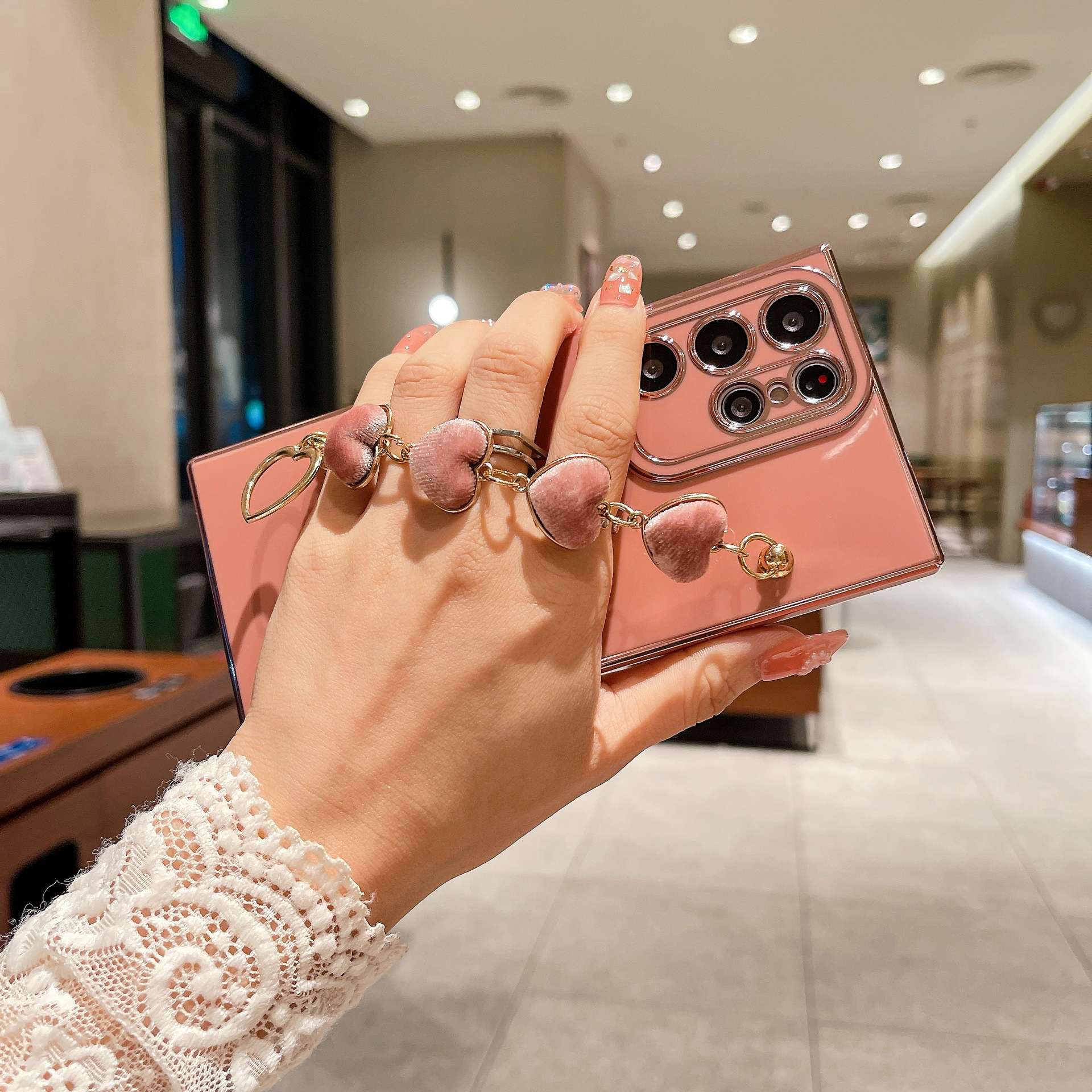 Side Electroplated Love Plush Heart Bracelet - Drop-Resistant Protective Case