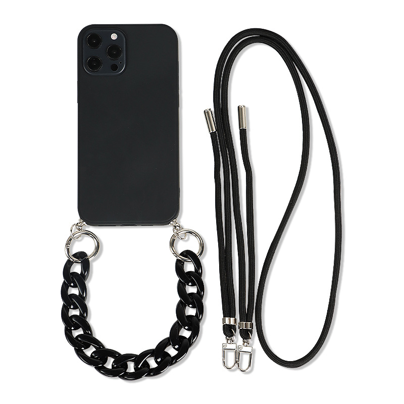Solid Color Diagonal Double Lanyard Mobile Phone Case - Stylish & Functional