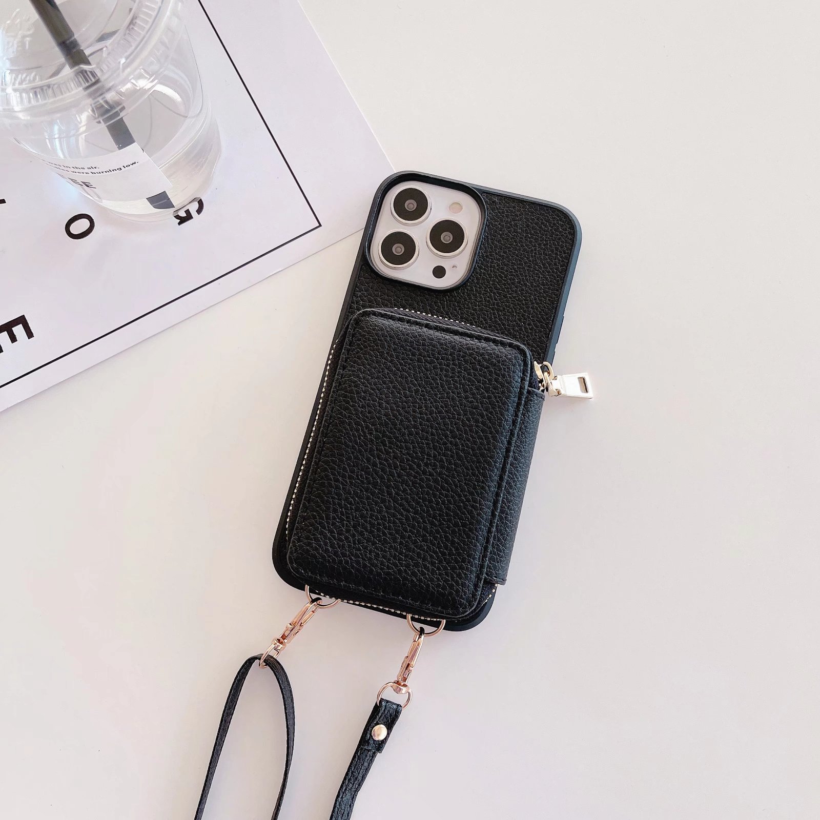 Stylish Crossbody Leather Zipper Bag for Phone & Change Storage