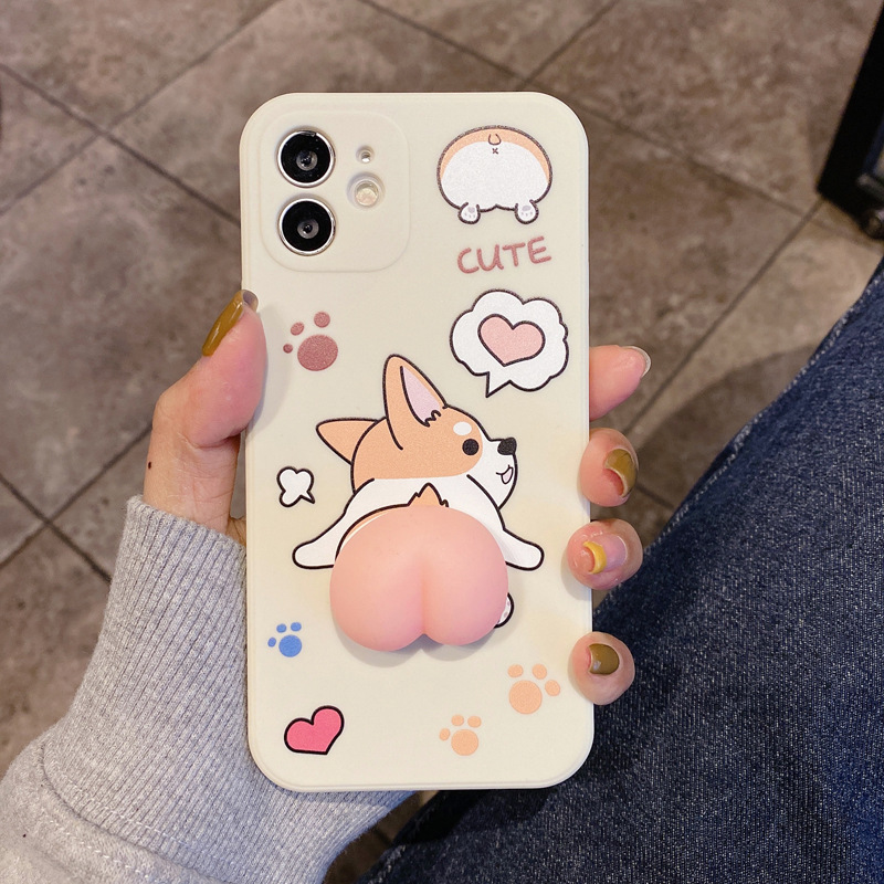 Customizable Straight Side Silicone Cartoon Phone Case for Pinching