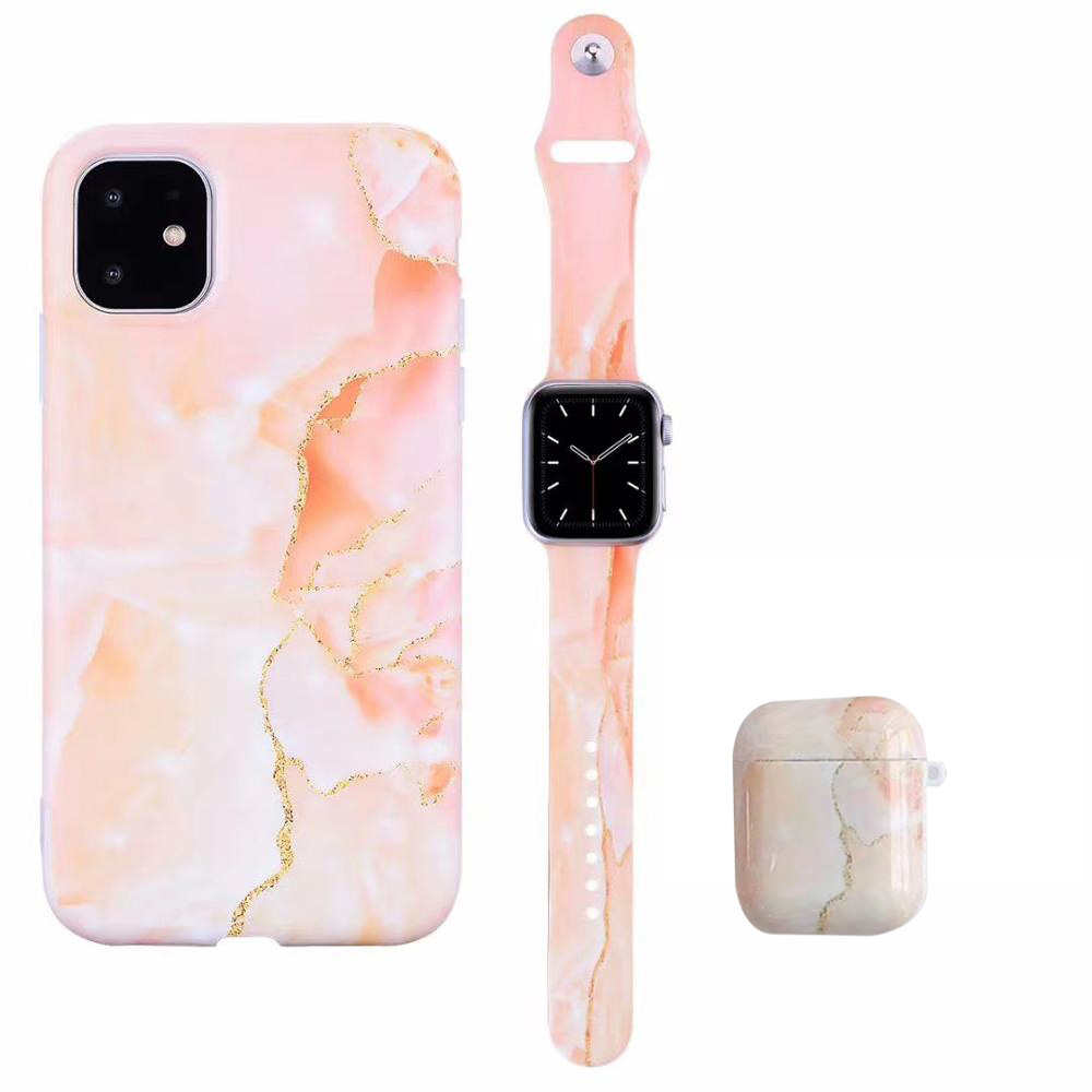 Stylish Earphone Case for Polished Mobile Phone and Marble Strap Compatibility