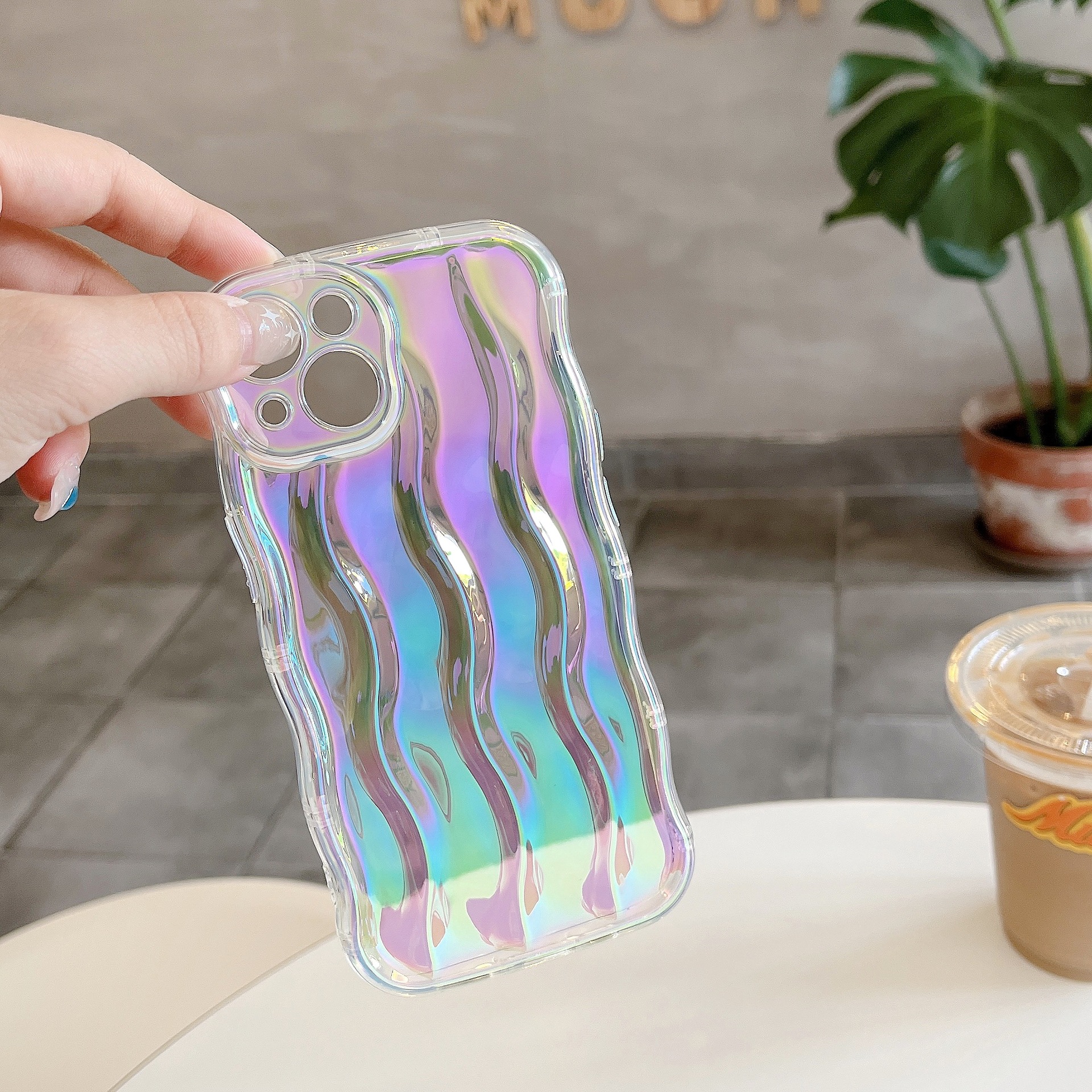 Laser Color Plated Wave Pattern Protective Phone Case for Ultimate Style