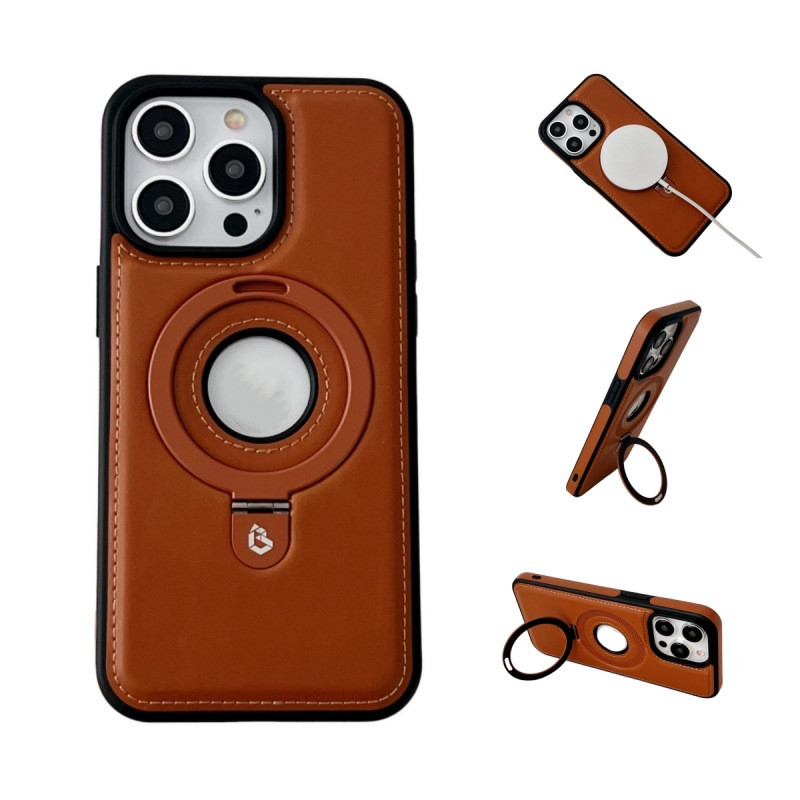 Magnetic Leather Phone Case with Drop-resistant Bracket for Ultimate Protection