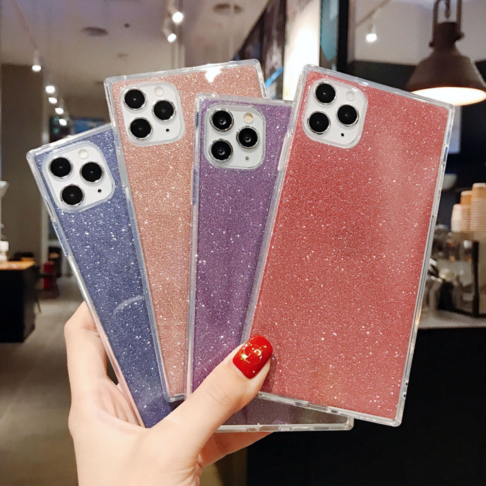 Compatible With , Square Glitter Clear TPU Soft Case - Stylish Protection
