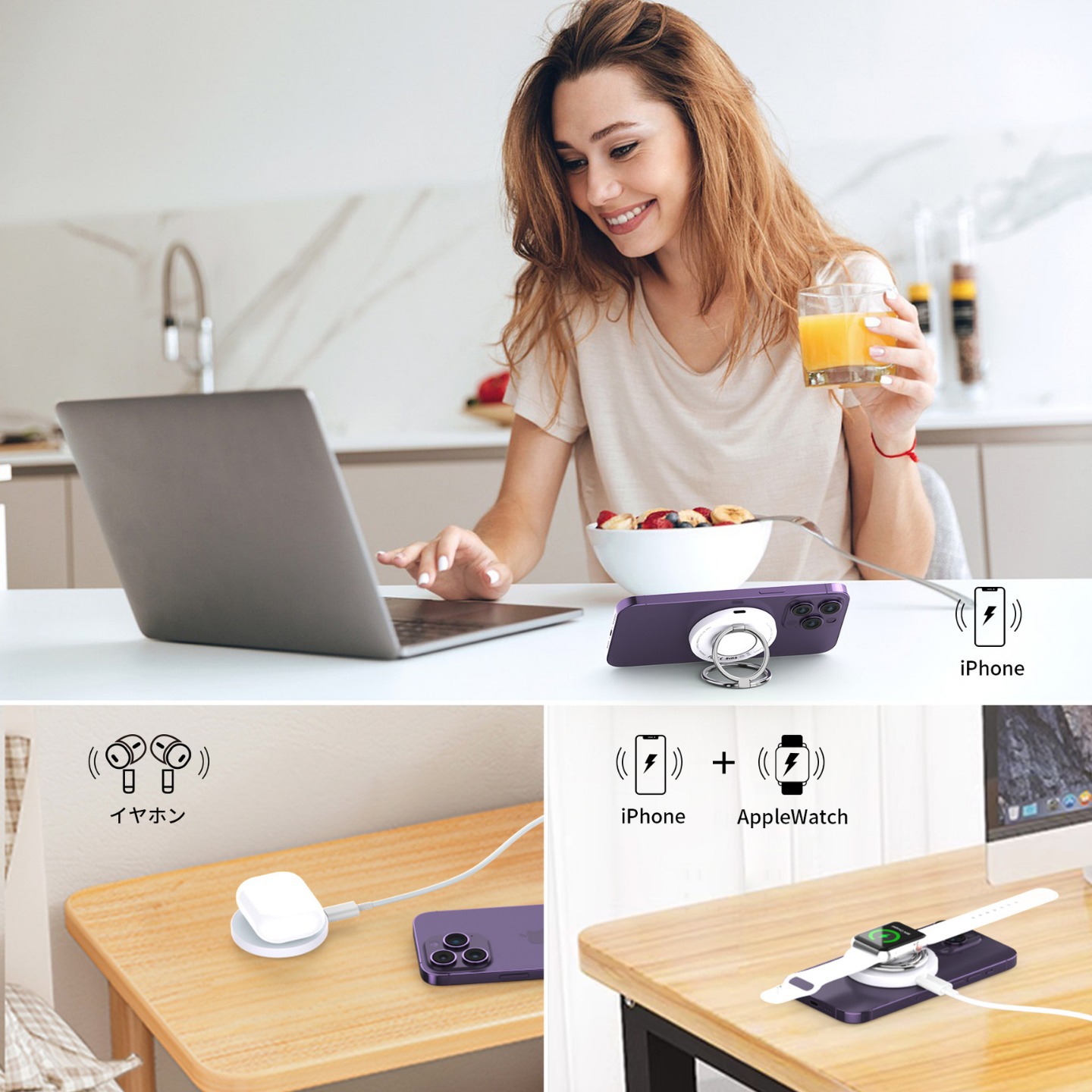 Innovative Portable Folding Ring 2-in-1 Magnetic Wireless Charger