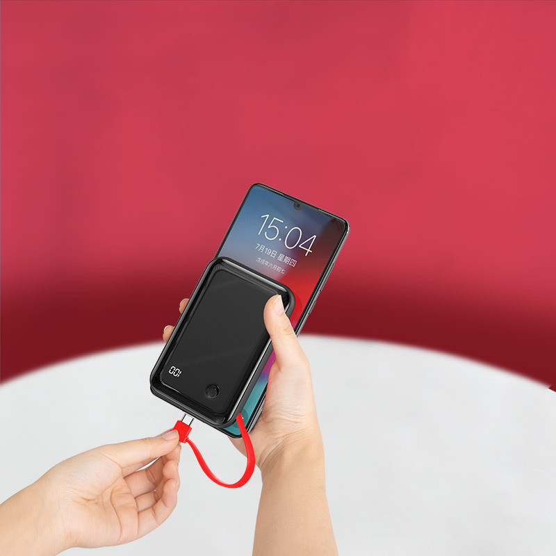 Compact Square Line Digital Display 3A Type-C Mobile Power for Phones