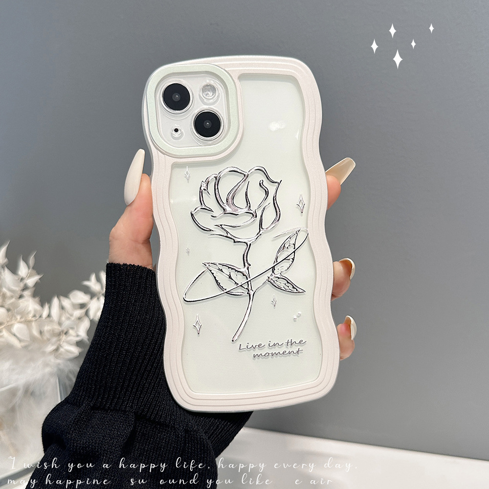 Rose Transparent All-Inclusive Big Wave Silicone Soft Phone Case