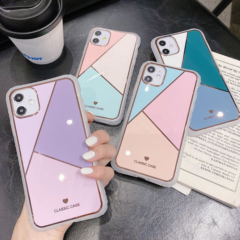 Stylish Geometric Marble Plating Splicing Phone Case for Trendy Protection