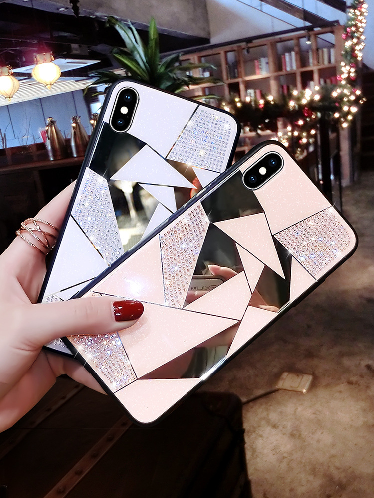 Rhinestone Diamond Mirror Mobile Phone Case Compatible with Apple Devices