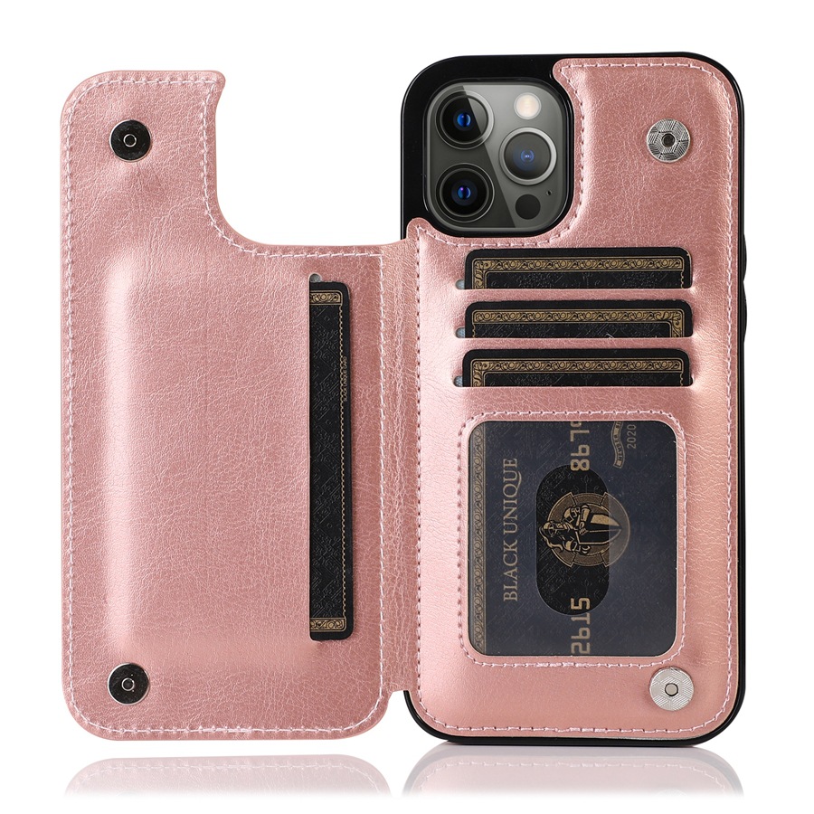 Solid Color Double Buckle Leather Case for Mobile Phones - Stylish Protection