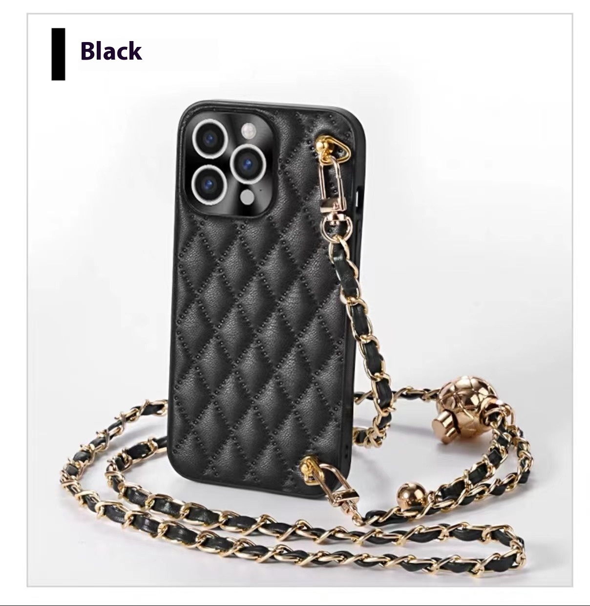 Stylish Phone Case with Diamond Plaid Crossbody Design - Protective Sleeve