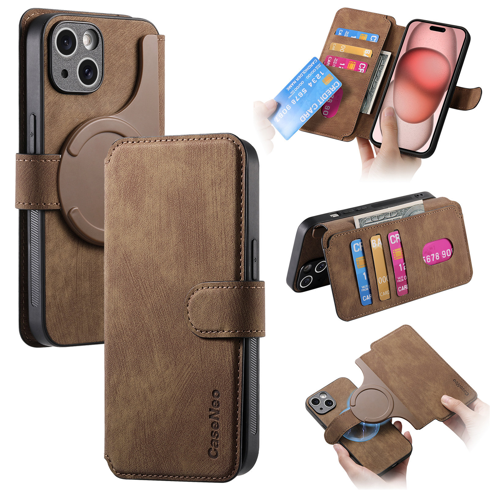 Strong Magnetic Flip Leather Case for Phone - MagSafe Magnetic Separation