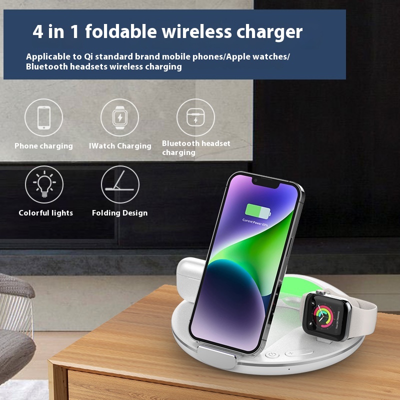 3-in-1 Folding Wireless Charger & Vertical Desktop Phone Holder