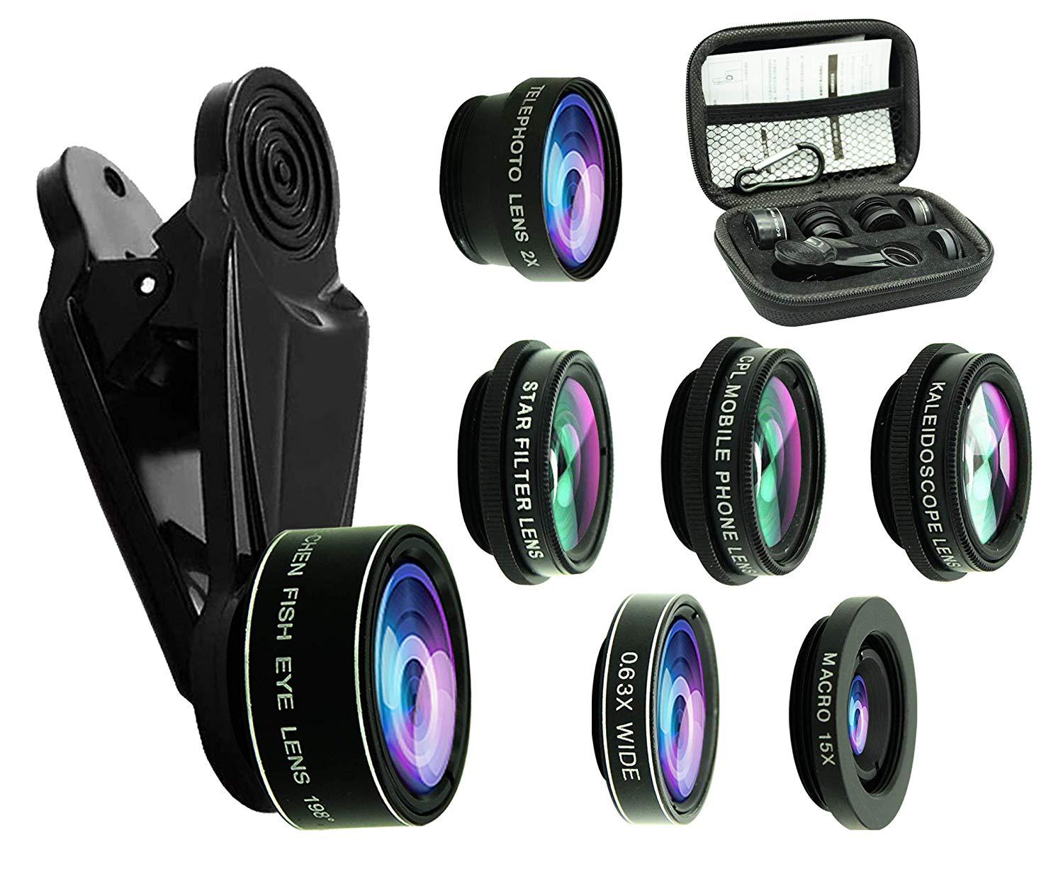 7pcs Mobile Phone Lens Set: Fisheye, Wide-angle, Macro, Telephoto & Polarized