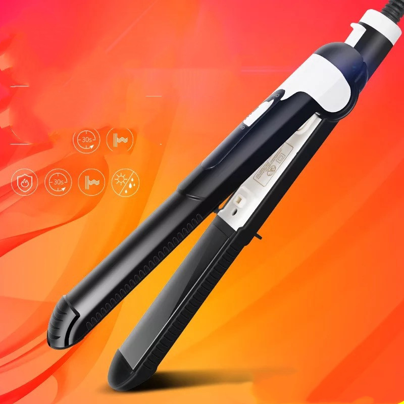 Dual-Purpose Mini Curling Iron and Hair Straightener - Straightening and Curling Splint