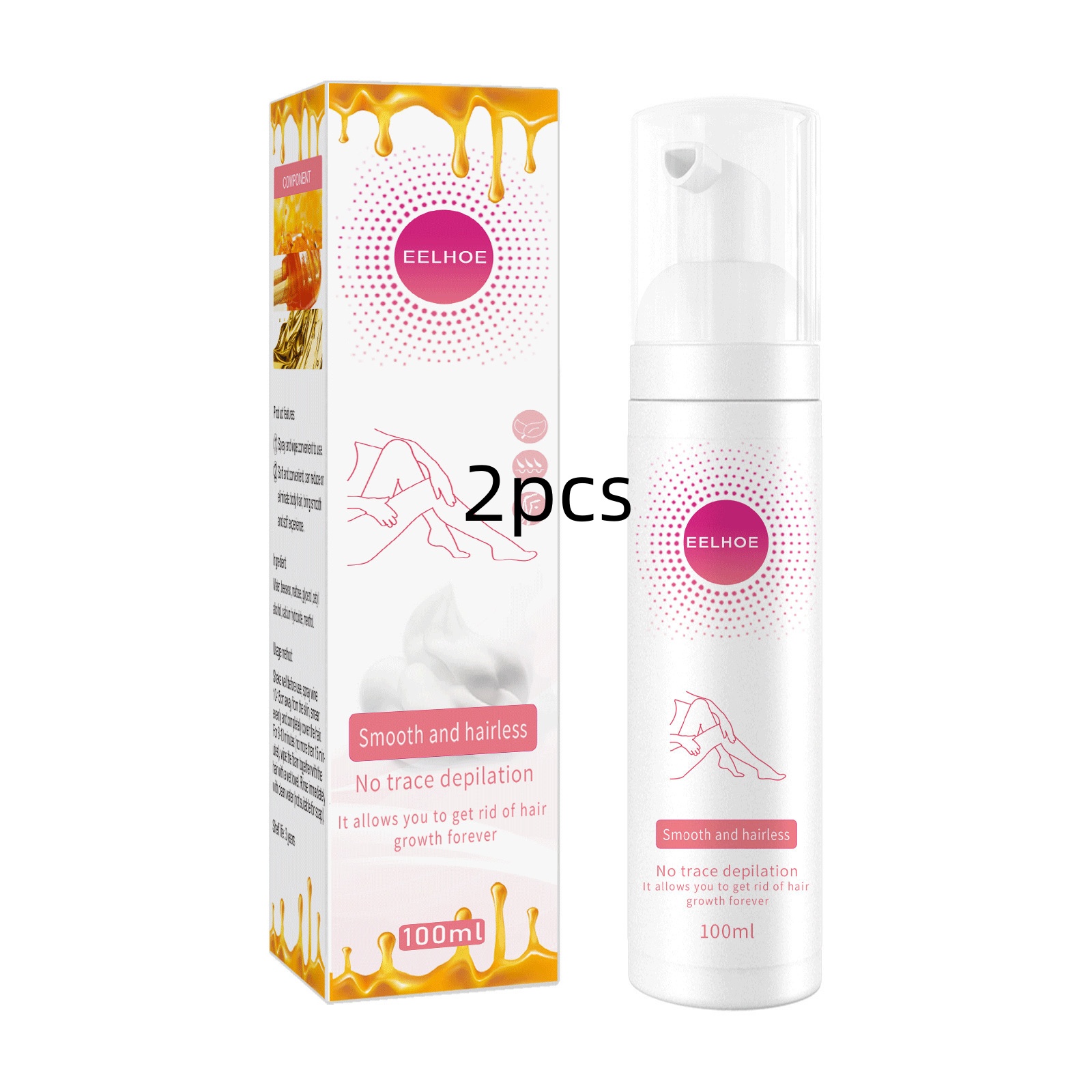 30ml 100ml Gentle Hair Removal Spray for Armpits & Legs | Non-Irritating Depilatory Foam Mousse & Cream