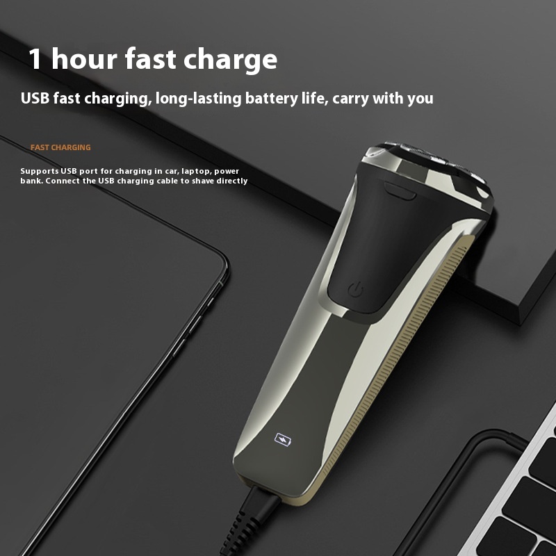 Rechargeable Floating 4D Electric Shaver with Three Cutter Head & Digital Display