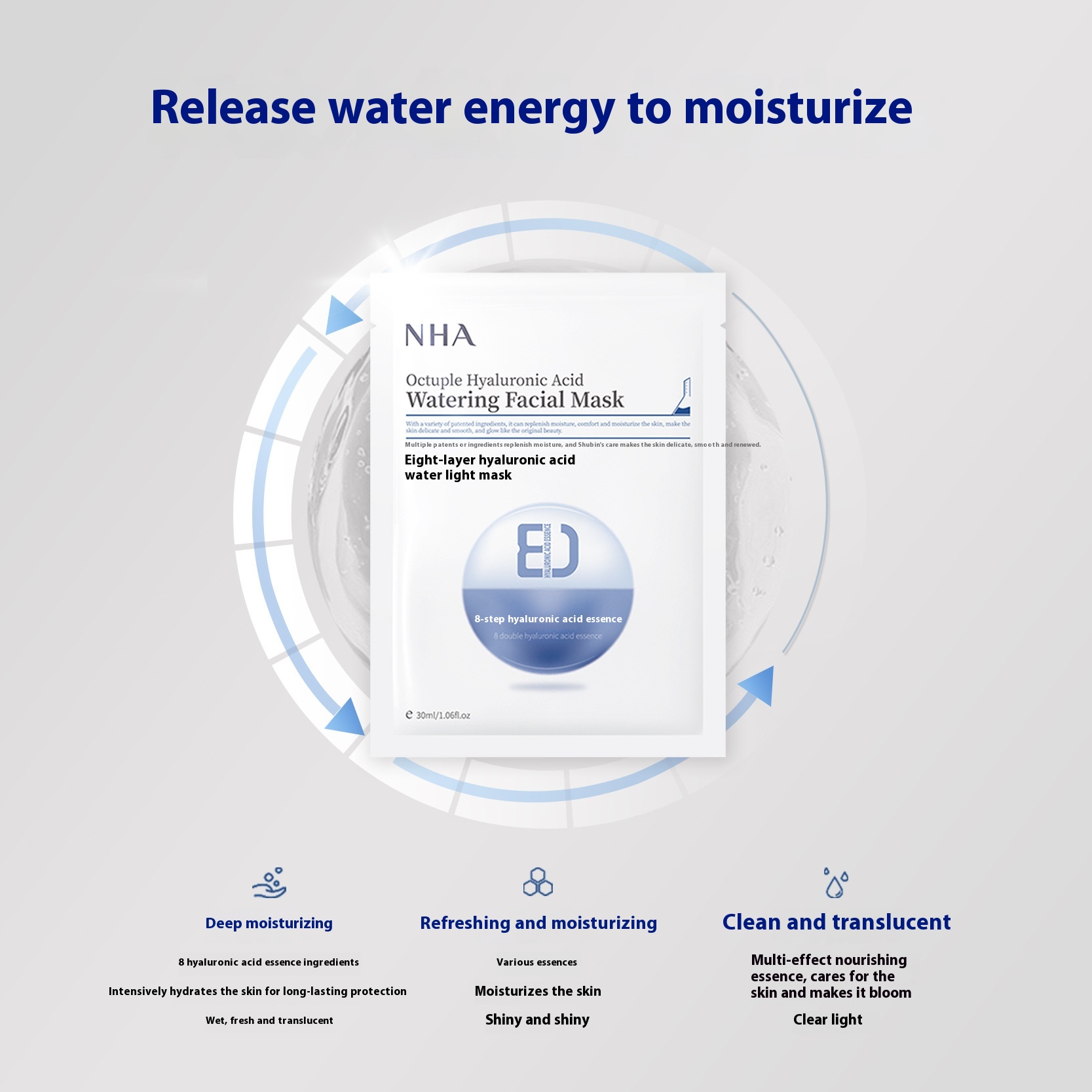 Eight-Weight Hyaluronic Acid Mask for Deep Hydration, Firming, and Pore Repair - Brighten and Moisturize Your Skin Color