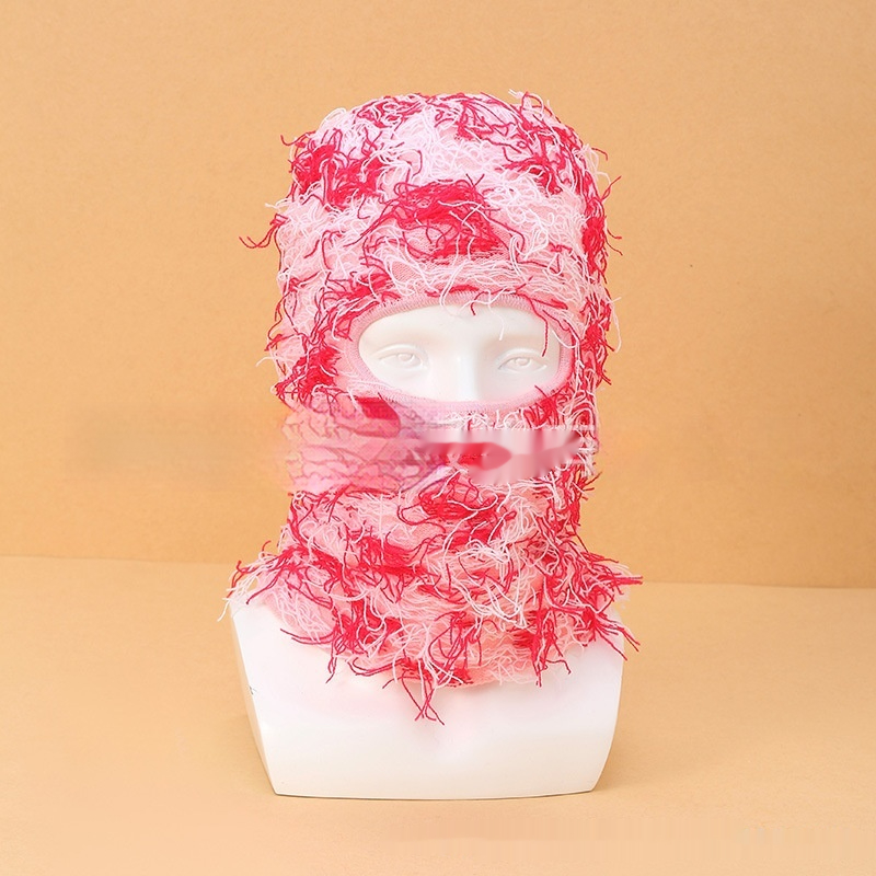 Vibrant High Street Hip Hop Unisex Knit Hat with Warm Mask - Trendy Style