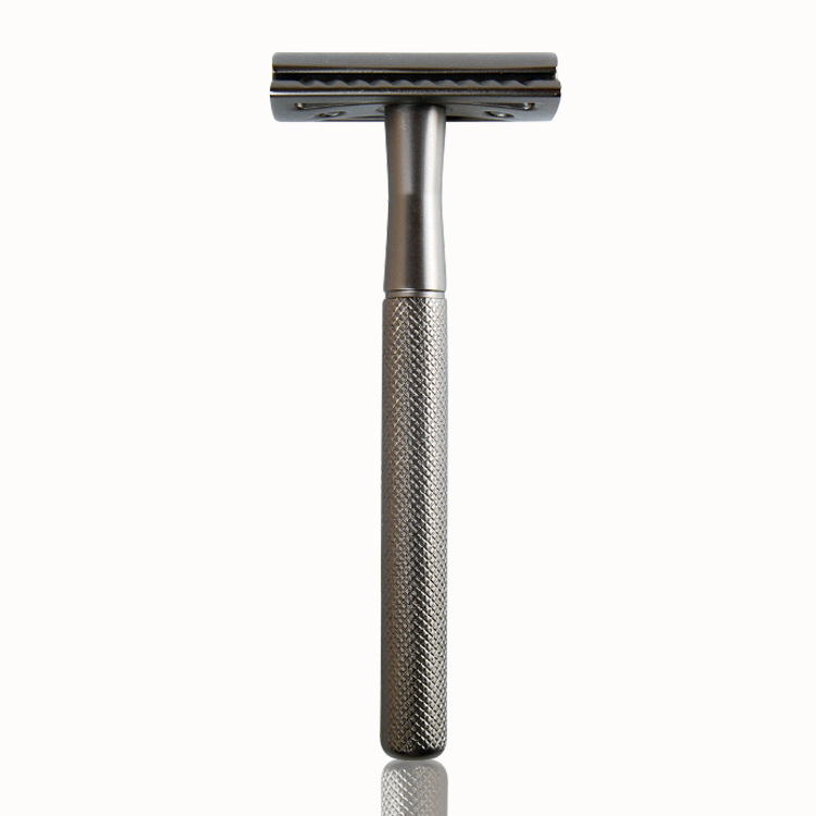 Factory Wholesale Double-Sided Blade Old-Fashioned Razor with Diamond Pattern - Stainless Steel Metal for Drop Shipping