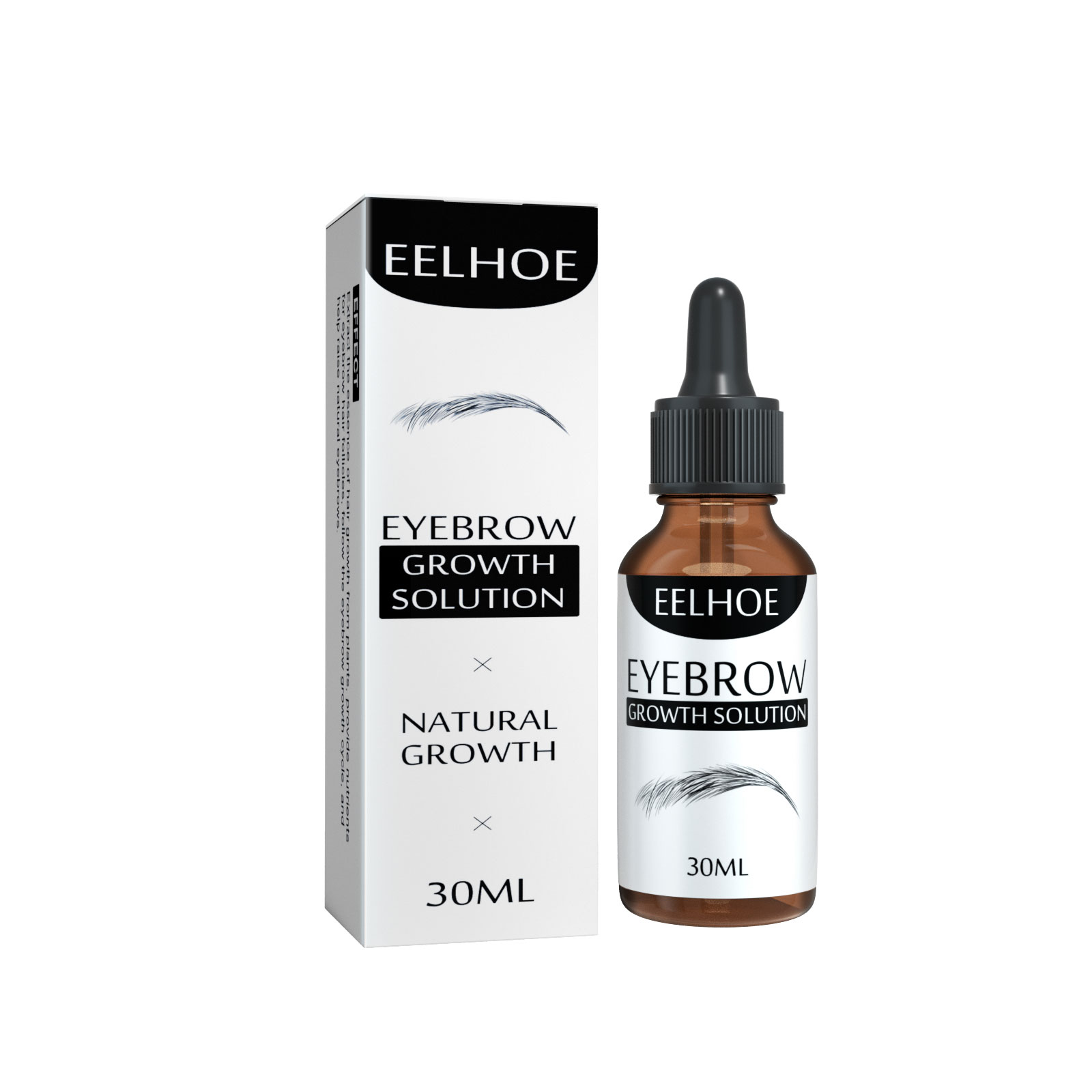 EELHOE Eyebrow Liquid - Black, Nourishing Essential Oil for Thick Eyebrow Repair and Gentle Moisturizing Care