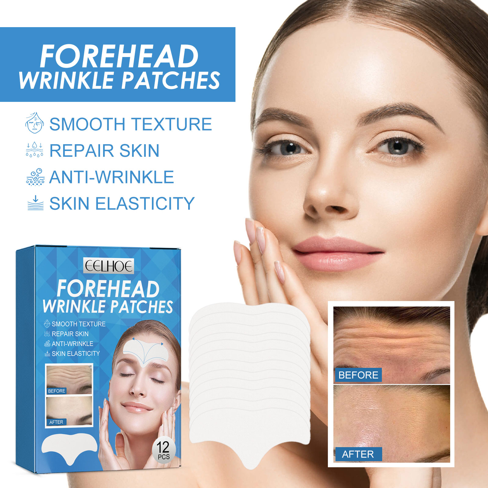 EELHOE Forehead Wrinkle Patch: Smooths, Moisturizes, and Tightens Skin for Youthful Look