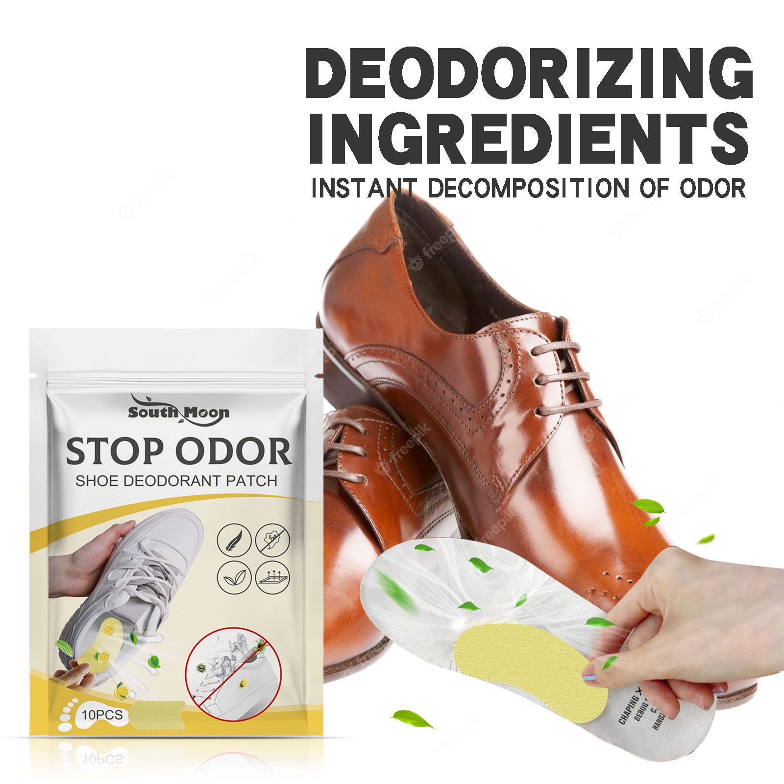 South Moon Shoe Deodorizing Stickers - Odor Absorbing & Foot Sweat Insole Solution