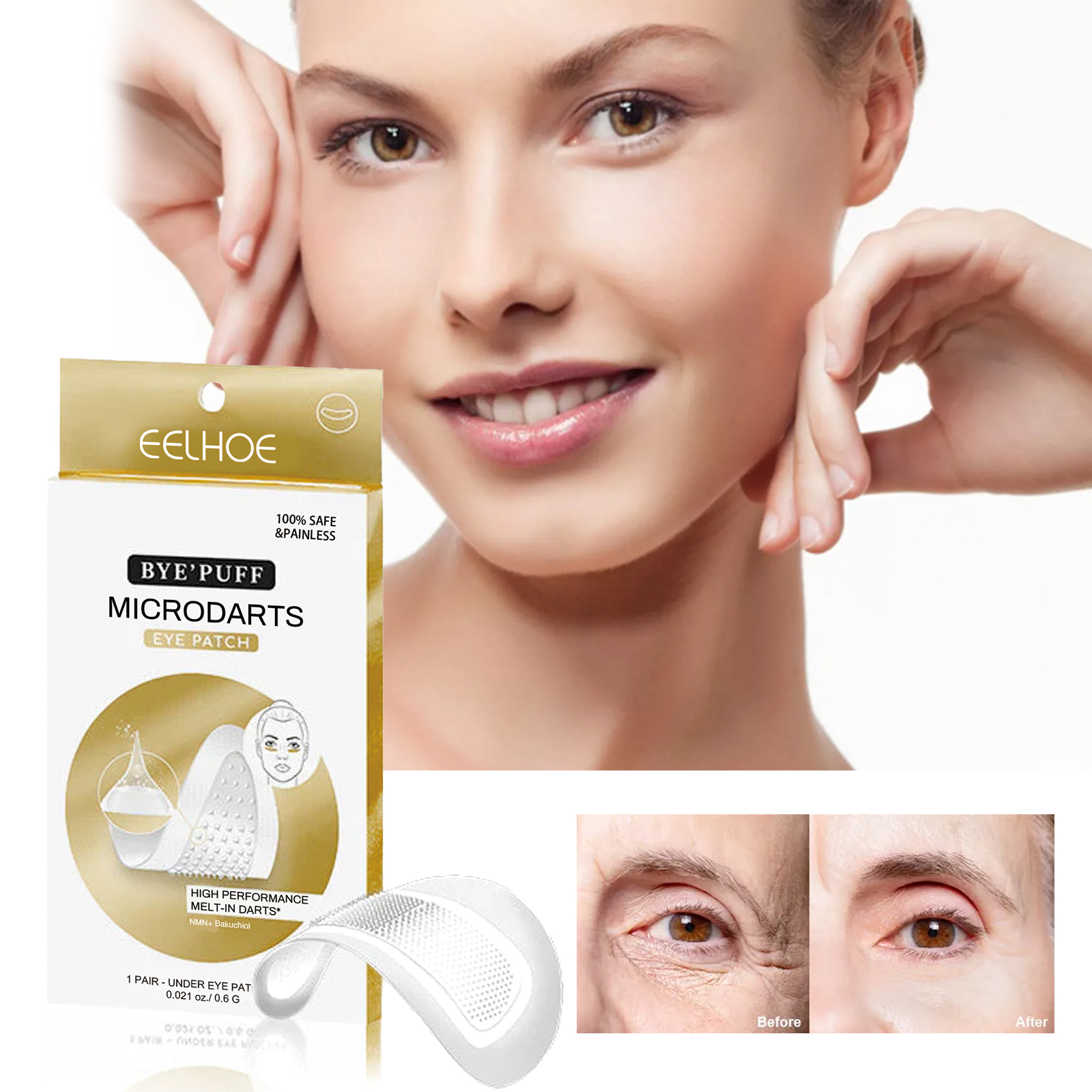 EELHOE Eye Patch - Tightens Eye Lines, Moisturizes Skin, Reduces Dark Circles & Eye Bags, Enhances Elasticity, Repairs with Eye Mask