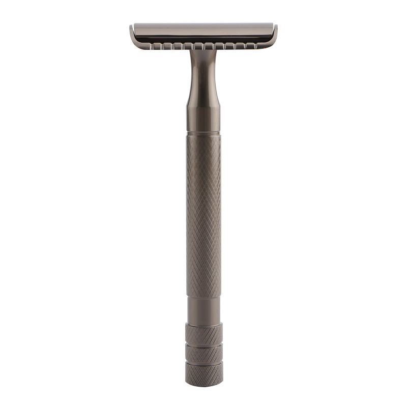 Classic Manual Safety Razor with Enclosed Double-Edged Cutter Head - Men's Metal Gift