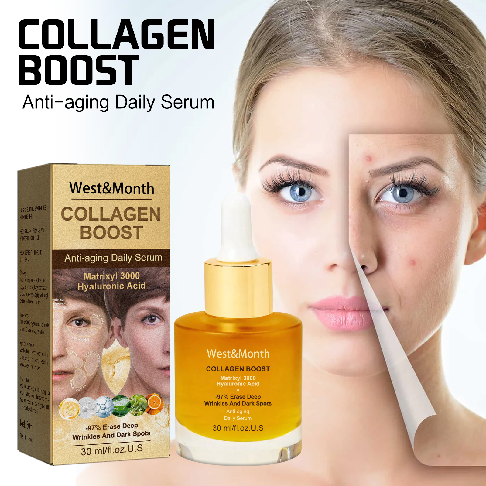 West&Month Collagen Anti-Wrinkle Essence: Fade Spots, Repair Skin Barrier & Boost Hydration