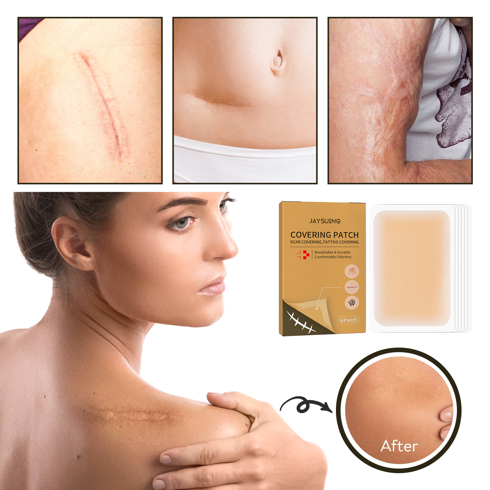 Jayswing Invisible Concealer Skin Mask - Waterproof Tattoo & Scar Concealer