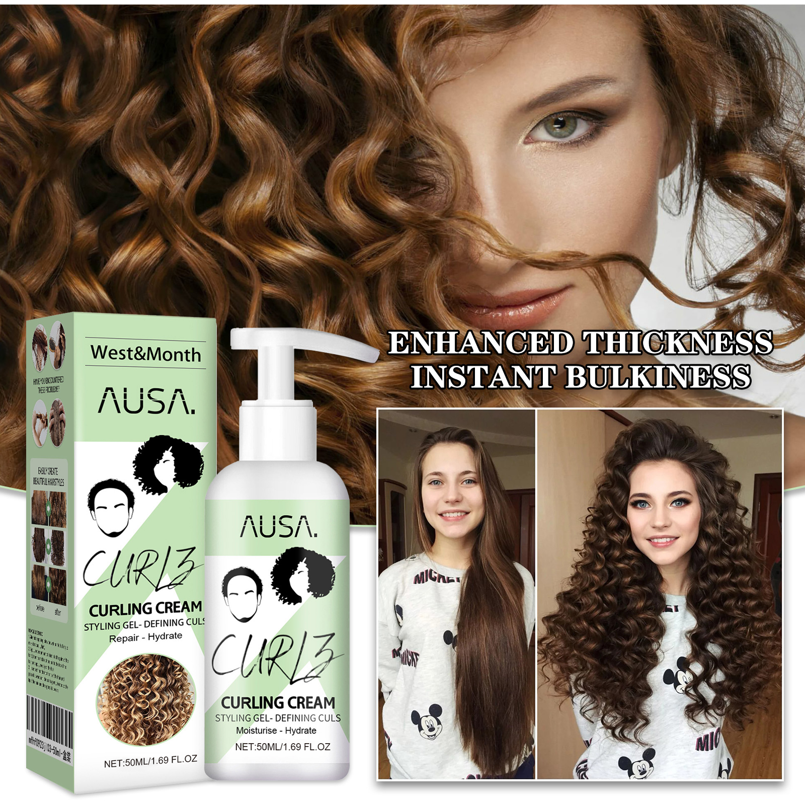 West&Month Curl Bouncer: Moisturizing Curl Definer for Volume, Strength, and Frizz Control