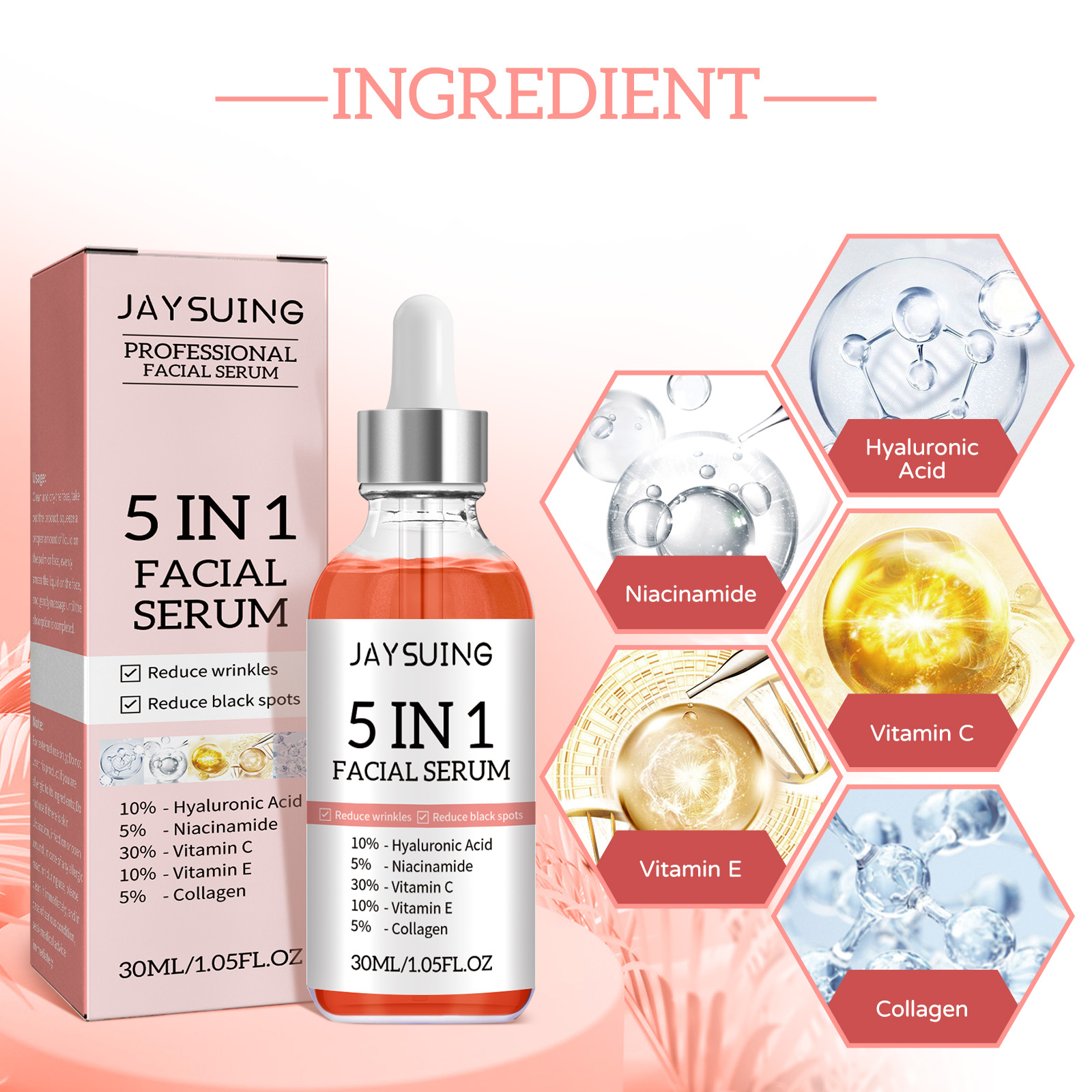 5-in-1 Facial Essence for Hydrated Skin, Firming, Spot Lightening, Acne Treatment, and Skin Beautification