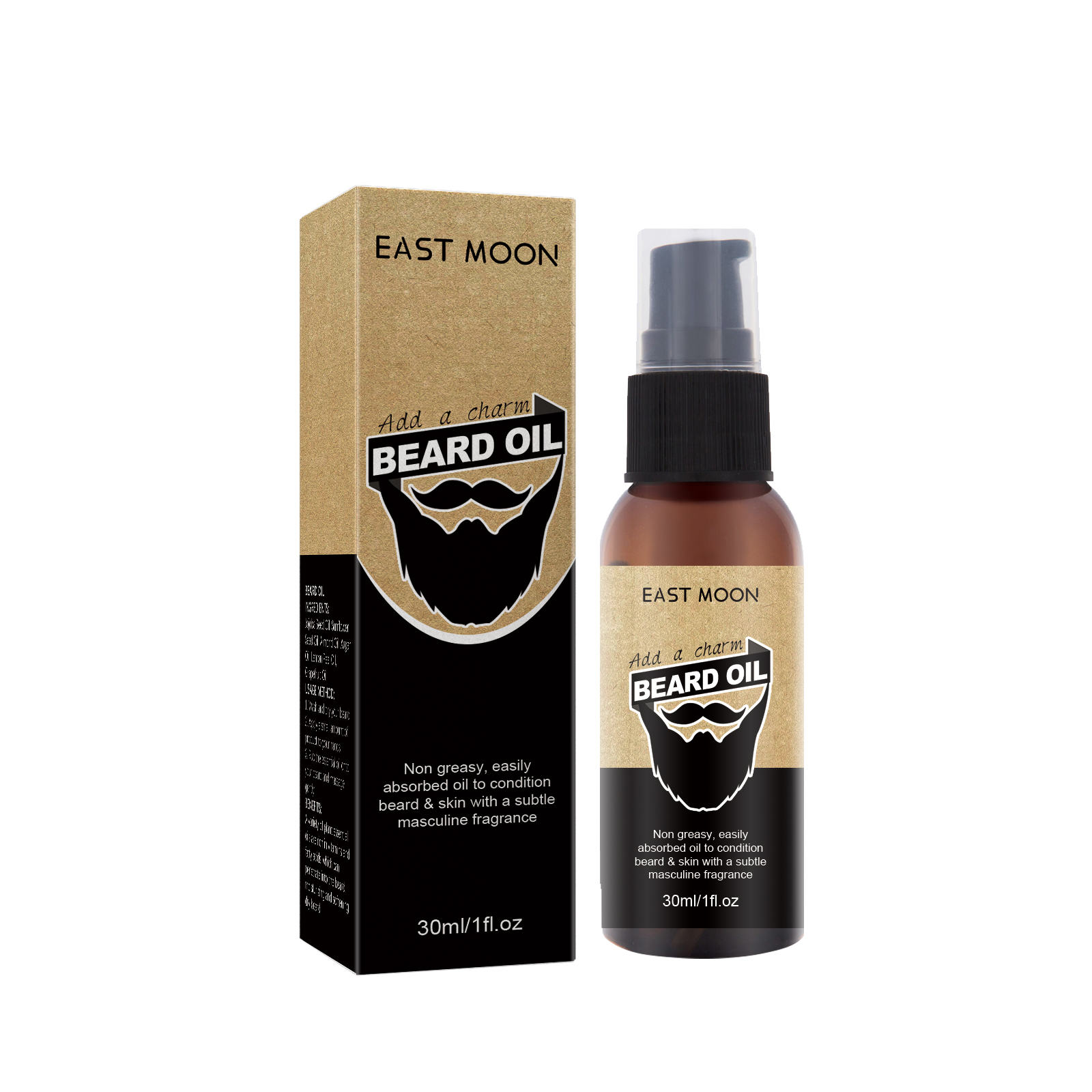 East Moon Men's Beard Care Oil - Moisturizing & Styling for Thick Facial Hair