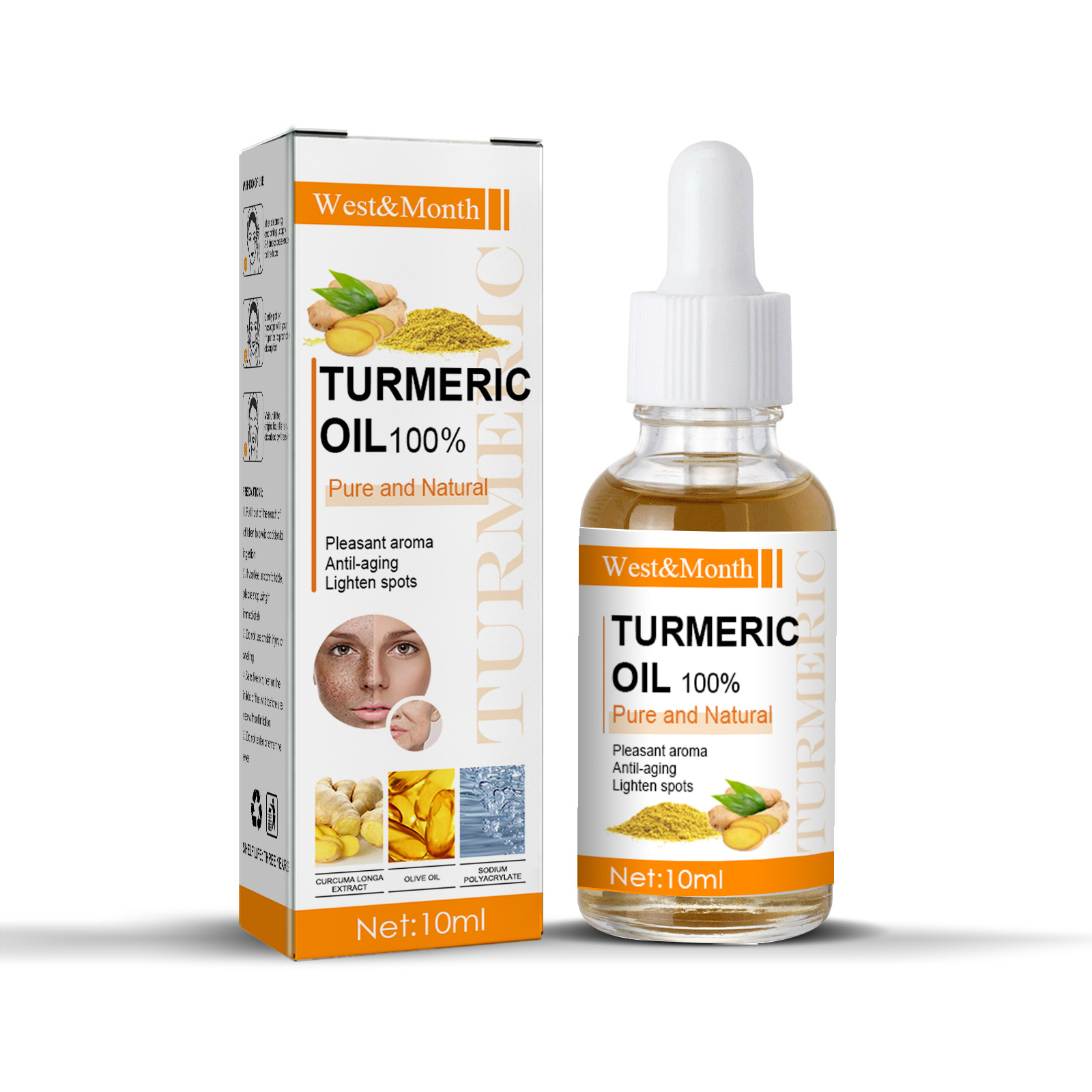 West&Month Turmeric Essential Oil for Face: Anti-Wrinkle Lift & Blemish Reduction Moisturizing Skin Care Oil